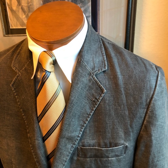 Material London Dark Gray Linen Jacket Size 42R - Picture 9 of 15